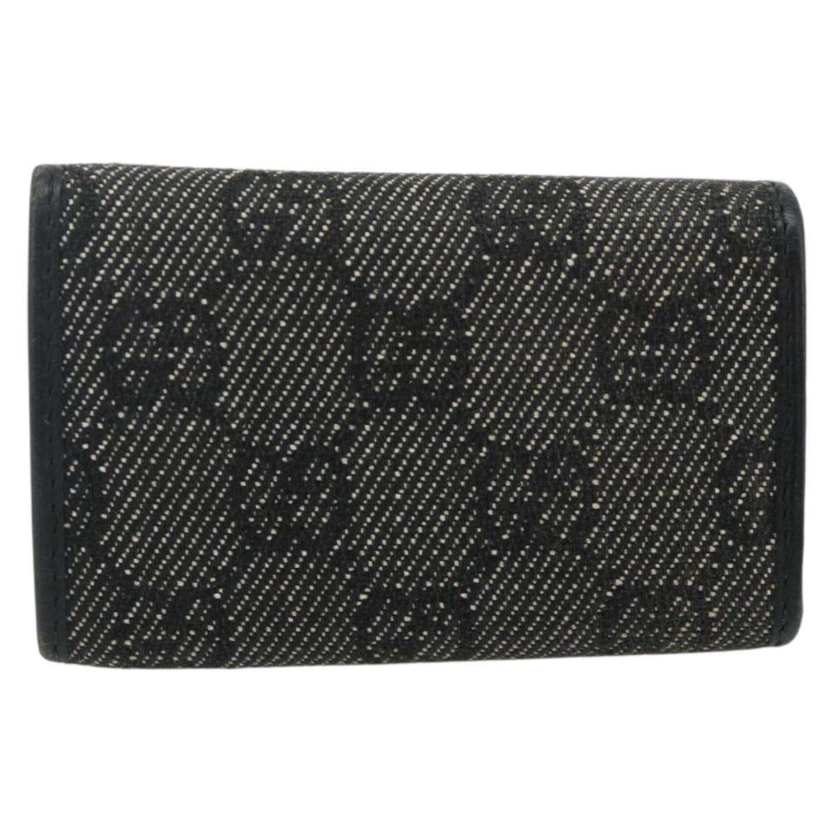 GUCCI GG Canvas Key Case Silver Black Auth 179365A