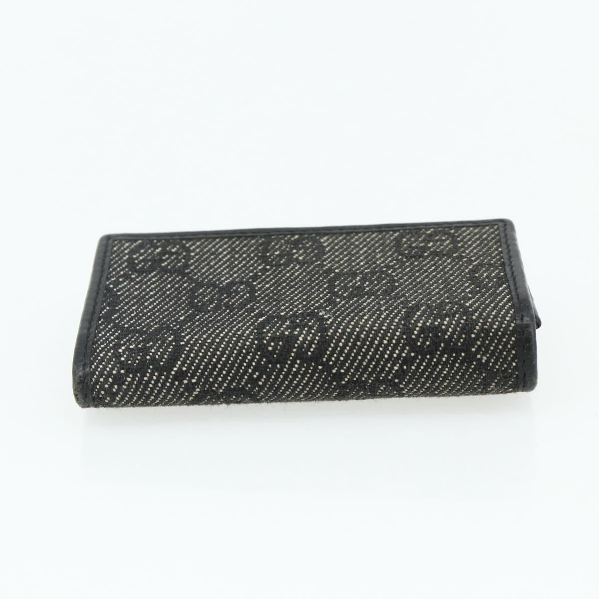 GUCCI GG Canvas Key Case Silver Black Auth 179365A