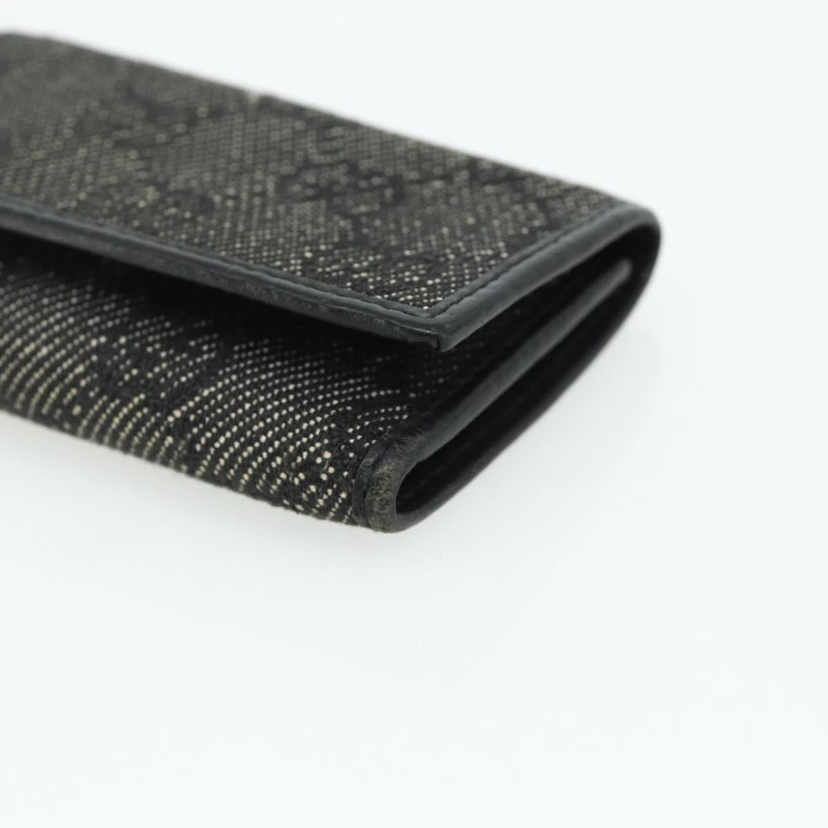 GUCCI GG Canvas Key Case Silver Black Auth 179365A