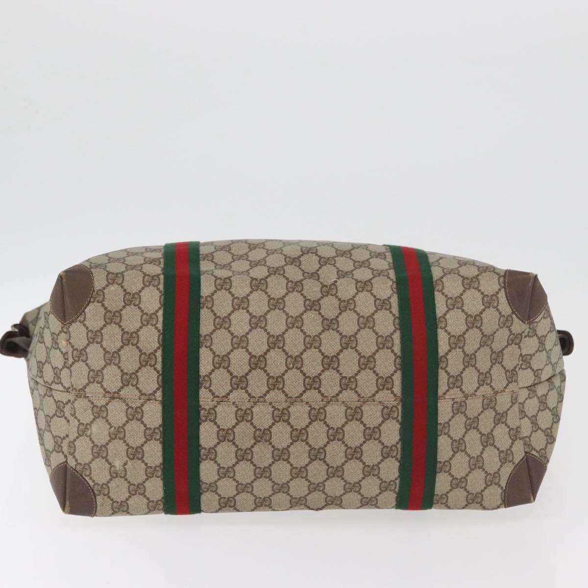 GUCCI GG Supreme Web Sherry Line Boston Bag PVC Beige Red 156 19 012 Auth 179370