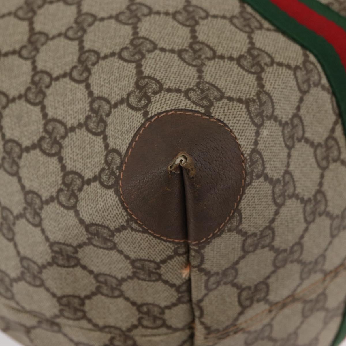 GUCCI GG Supreme Web Sherry Line Boston Bag PVC Beige Red 156 19 012 Auth 179370