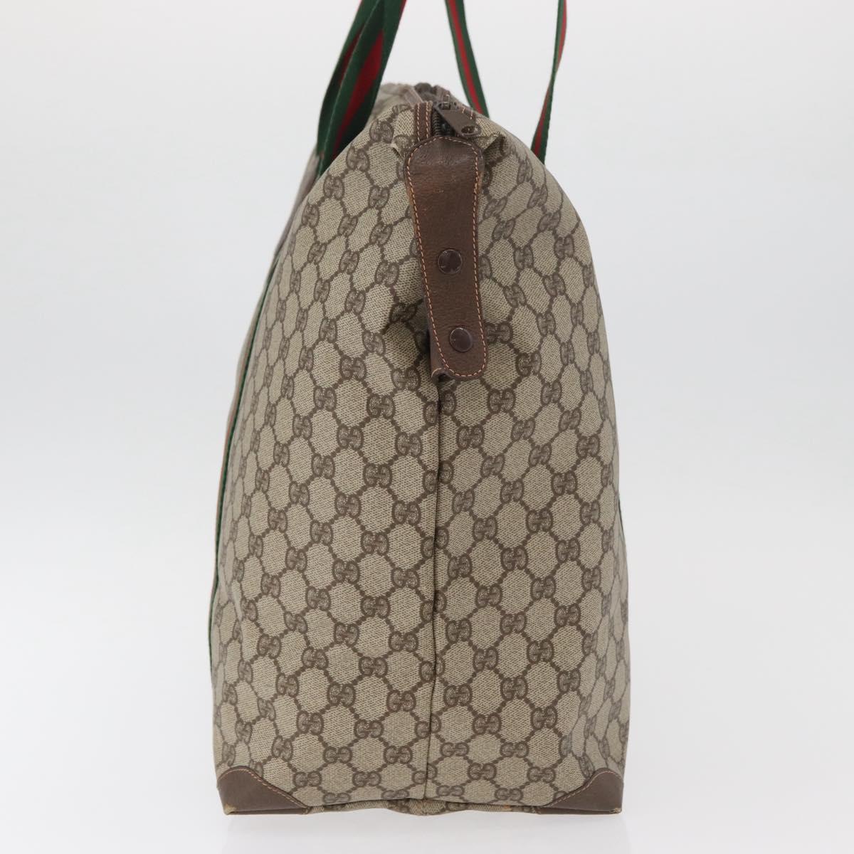 GUCCI GG Supreme Web Sherry Line Boston Bag PVC Beige Red 156 19 012 Auth 179370