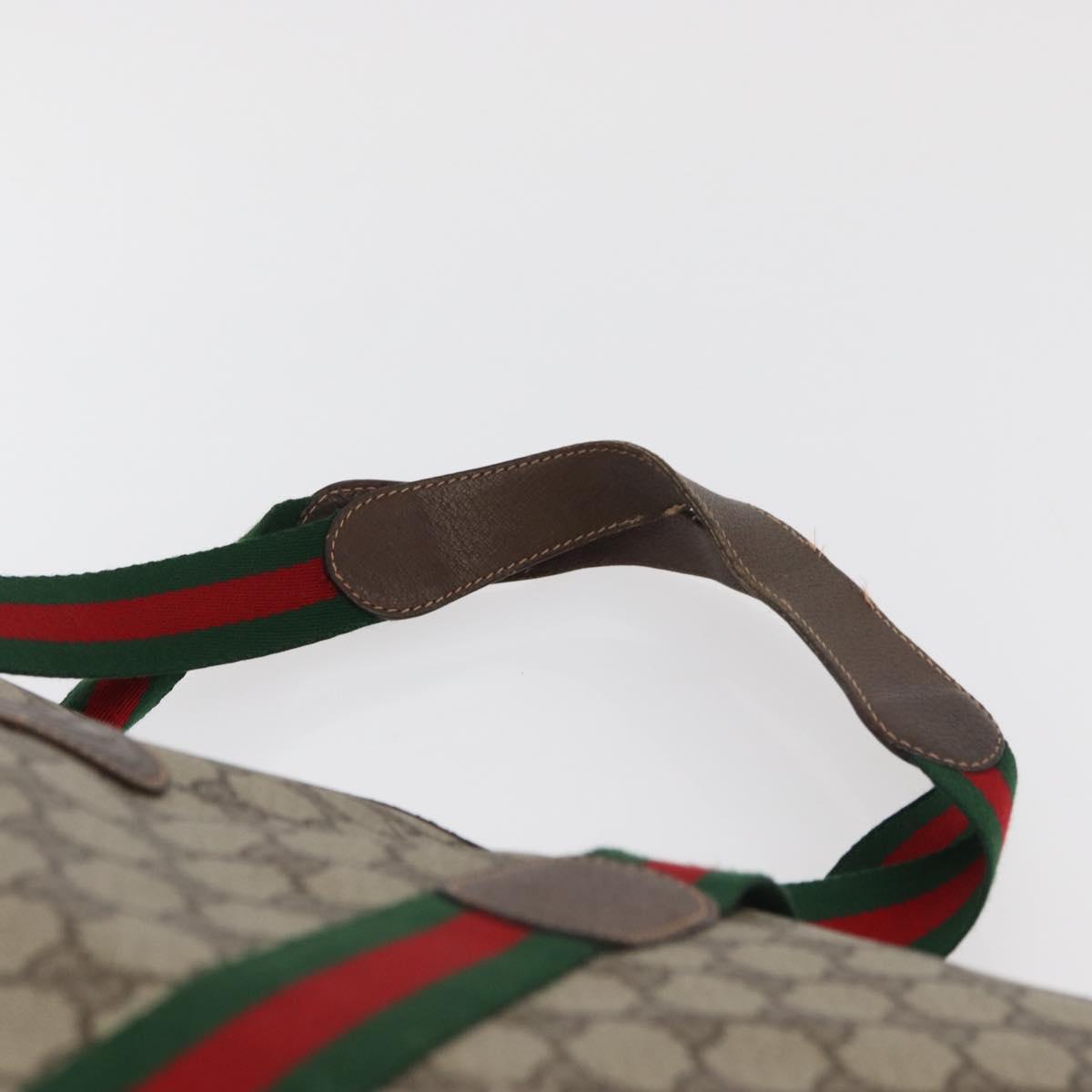 GUCCI GG Supreme Web Sherry Line Boston Bag PVC Beige Red 156 19 012 Auth 179370