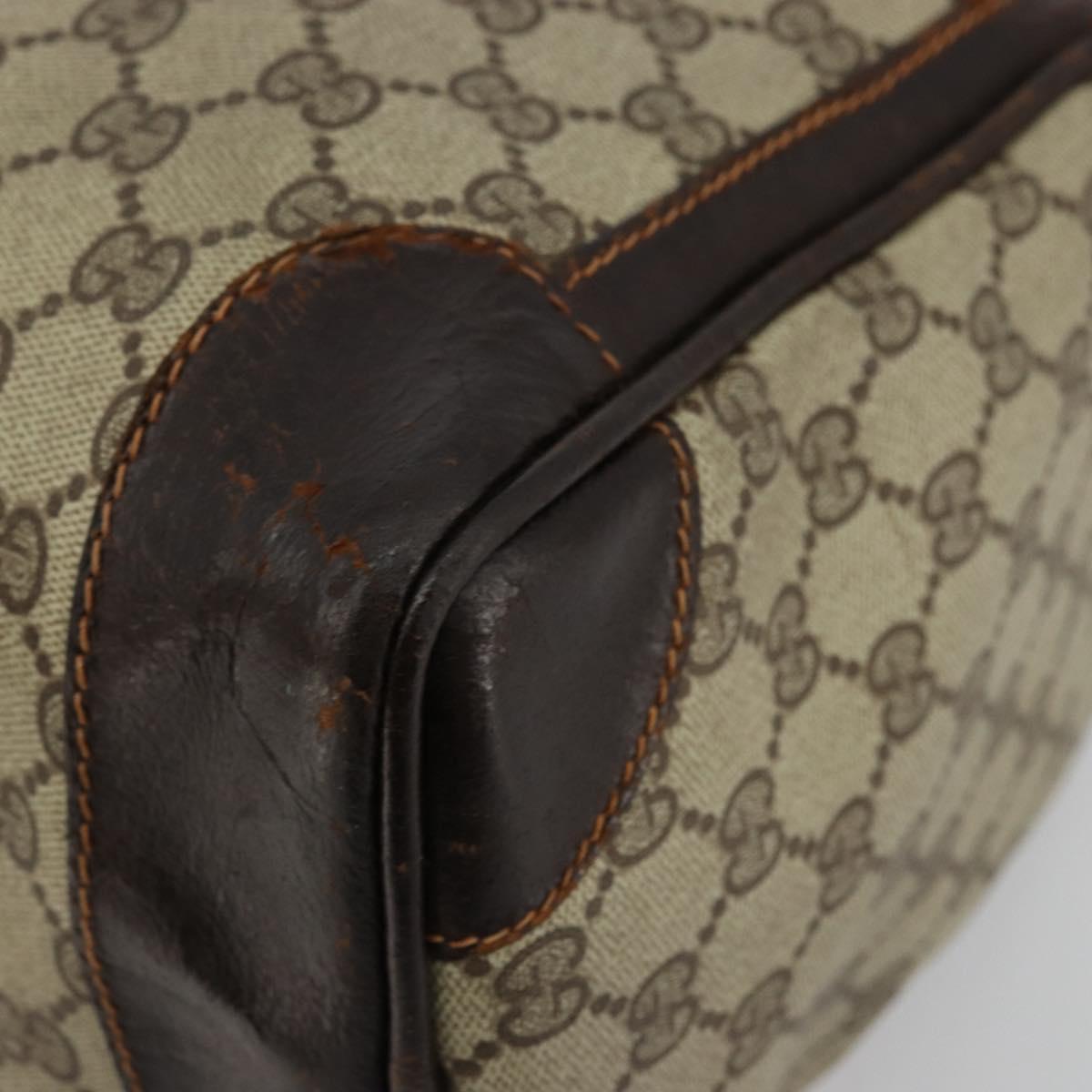 GUCCI GG Supreme Web Sherry Line Hand Bag PVC Beige Gold Auth 179372