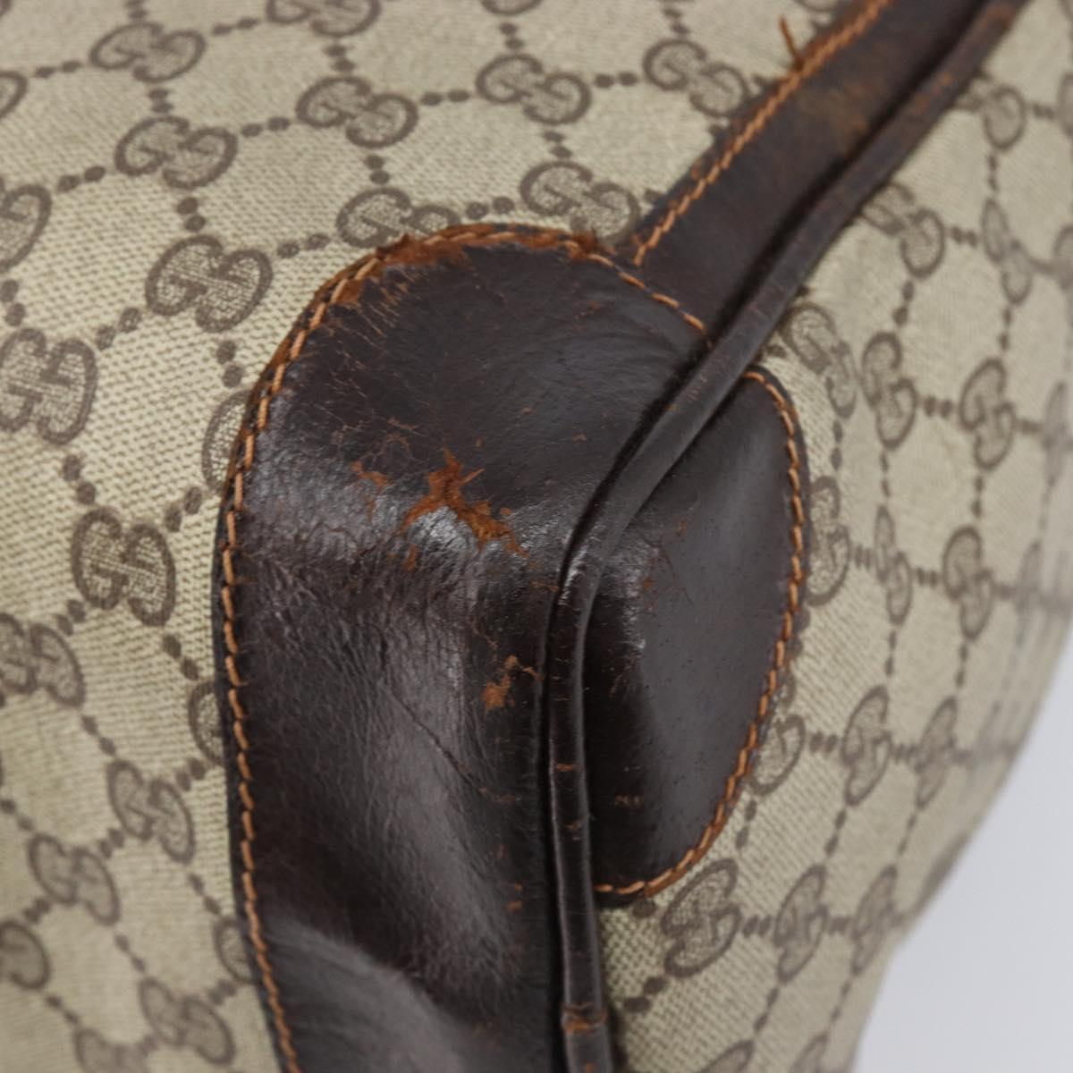 GUCCI GG Supreme Web Sherry Line Hand Bag PVC Beige Gold Auth 179372