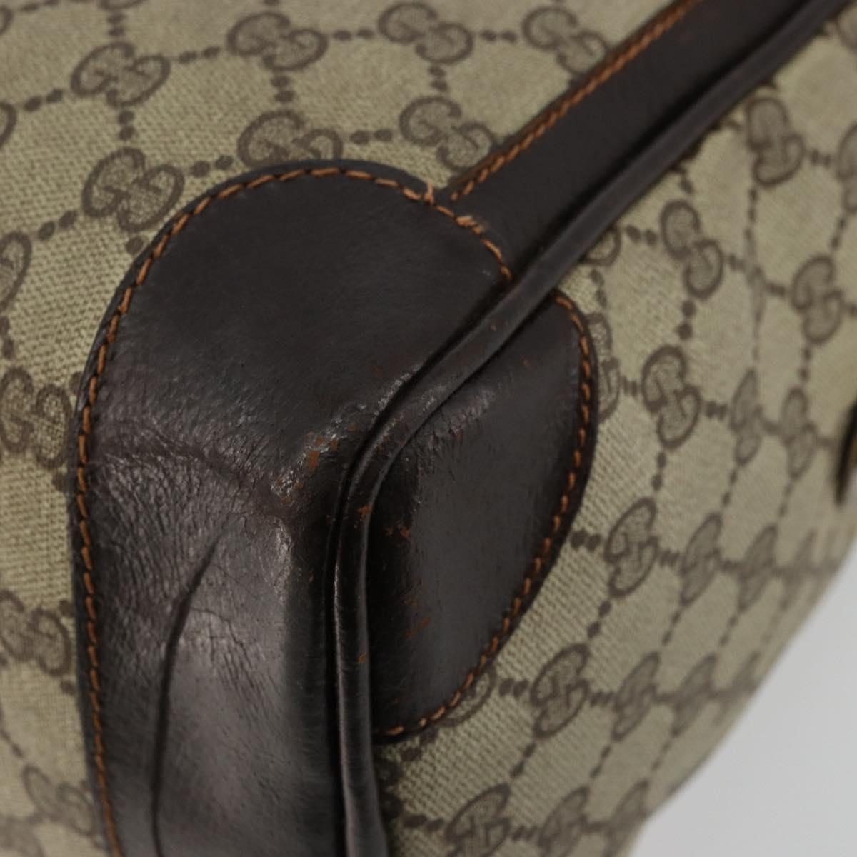GUCCI GG Supreme Web Sherry Line Hand Bag PVC Beige Gold Auth 179372