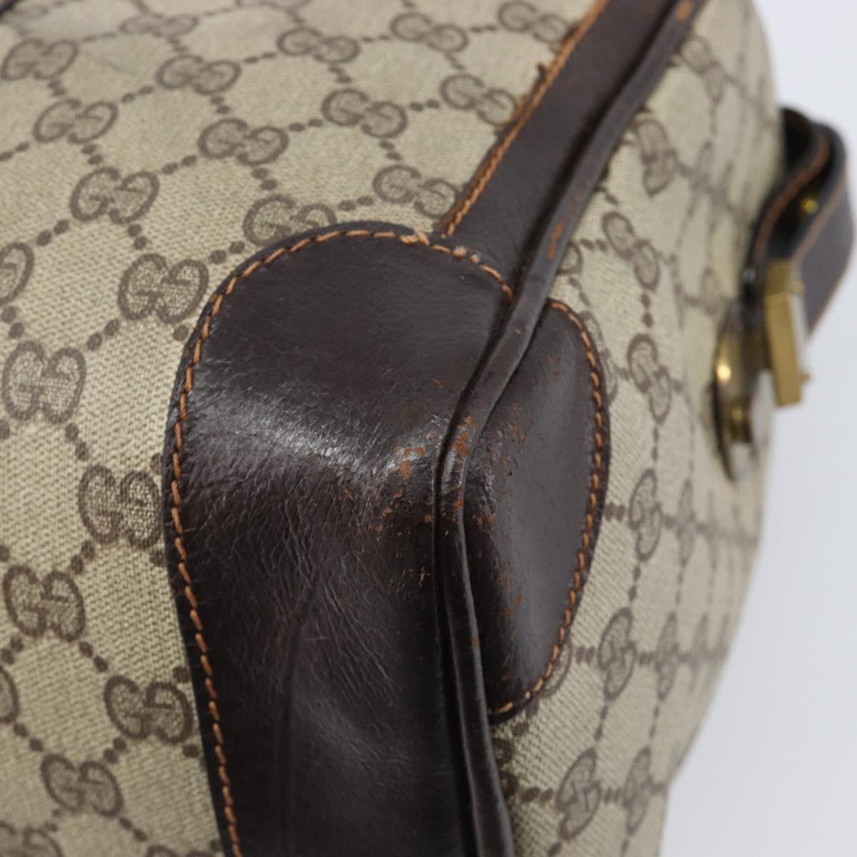 GUCCI GG Supreme Web Sherry Line Hand Bag PVC Beige Gold Auth 179372