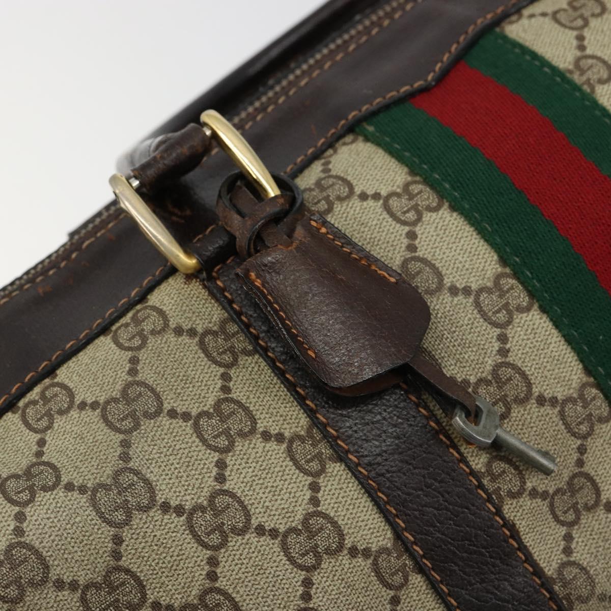 GUCCI GG Supreme Web Sherry Line Hand Bag PVC Beige Gold Auth 179372