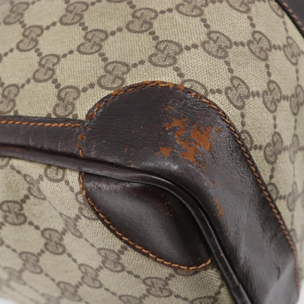 GUCCI GG Supreme Web Sherry Line Hand Bag PVC Beige Gold Auth 179372