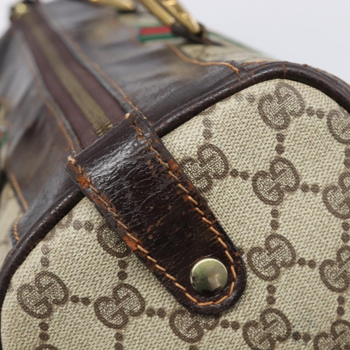 GUCCI GG Supreme Web Sherry Line Hand Bag PVC Beige Gold Auth 179372