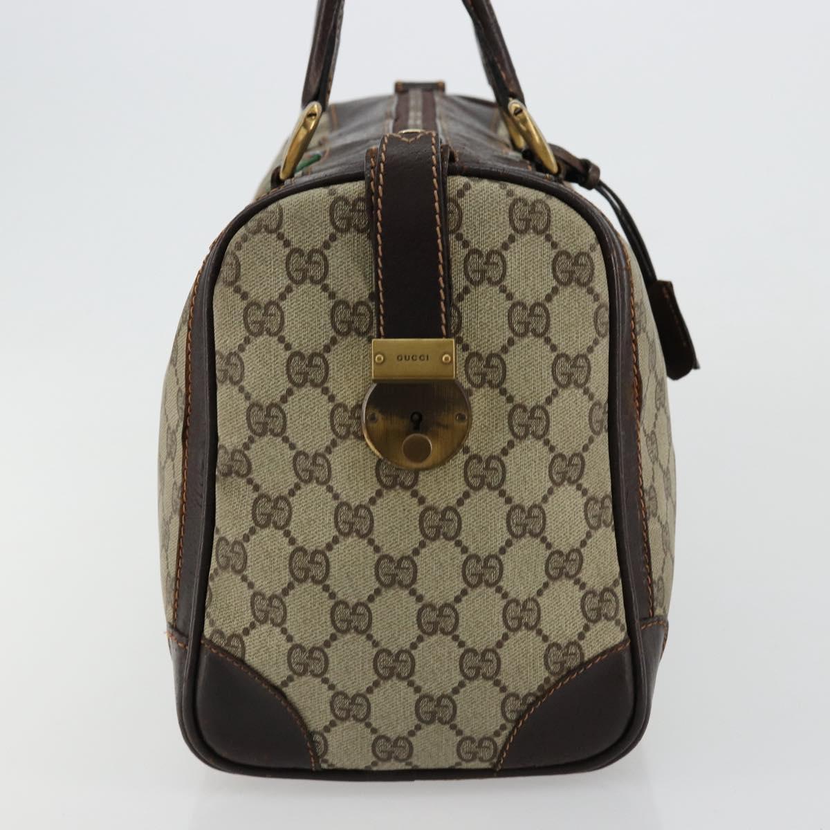 GUCCI GG Supreme Web Sherry Line Hand Bag PVC Beige Gold Auth 179372