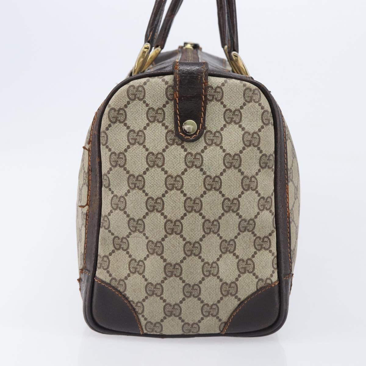 GUCCI GG Supreme Web Sherry Line Hand Bag PVC Beige Gold Auth 179372