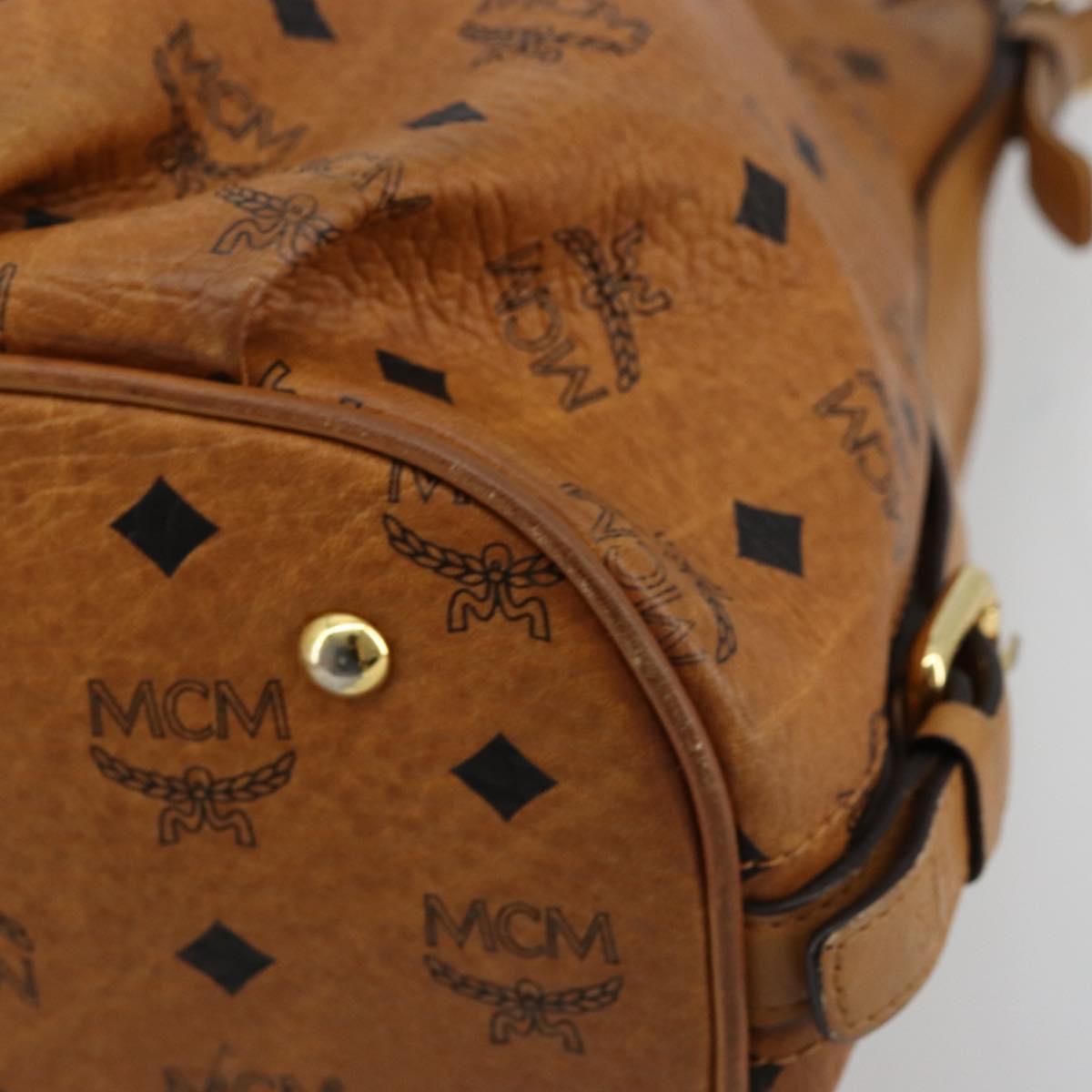 MCM Vicetos Logogram Shoulder Bag PVC Brown Gold Auth 179374A