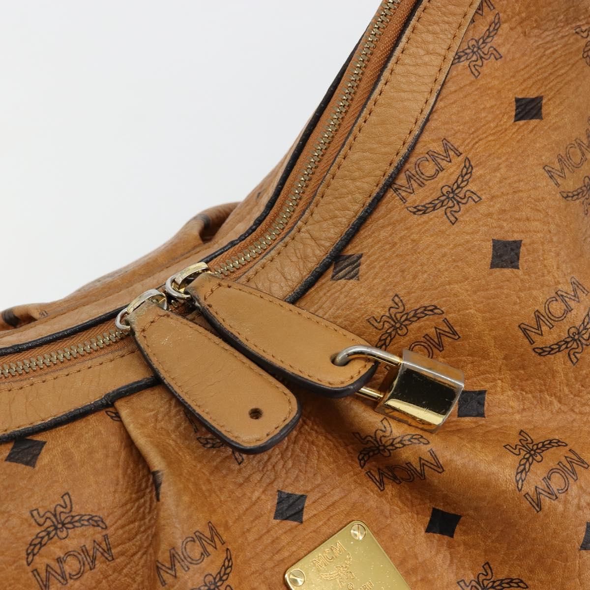 MCM Vicetos Logogram Shoulder Bag PVC Brown Gold Auth 179374A