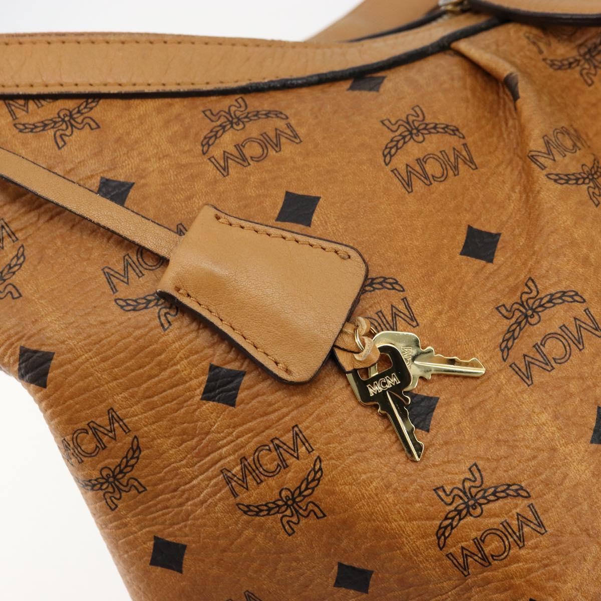 MCM Vicetos Logogram Shoulder Bag PVC Brown Gold Auth 179374A