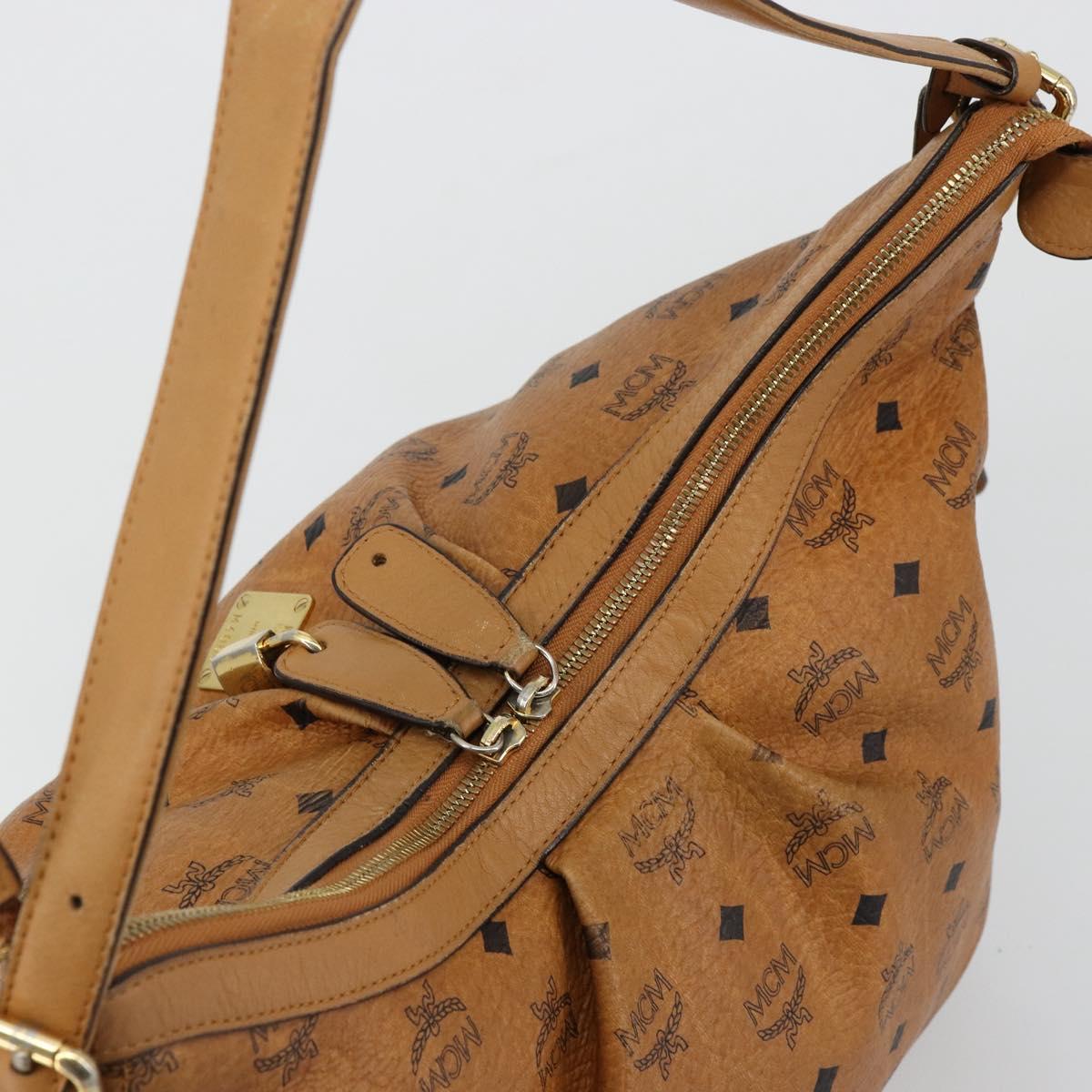 MCM Vicetos Logogram Shoulder Bag PVC Brown Gold Auth 179374A