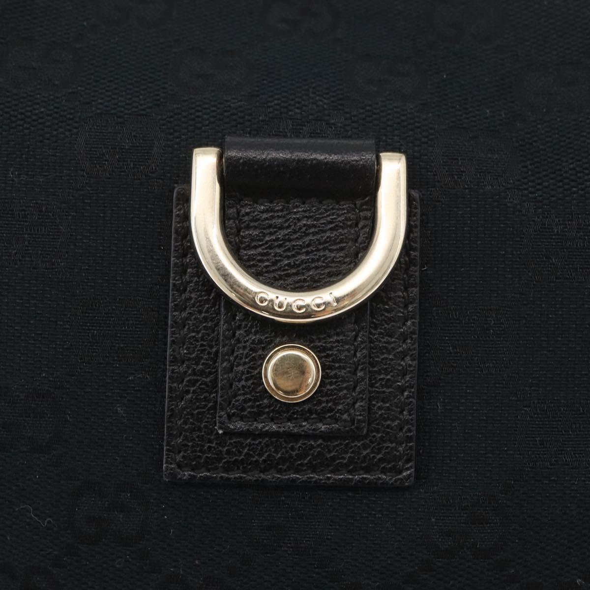 GUCCI Abbey GG Canvas Shoulder Bag Black Gold 130738 Auth 179375A