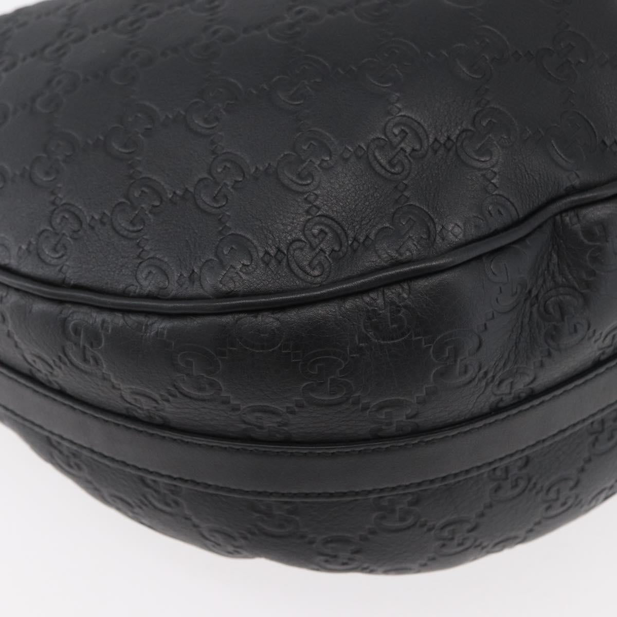 GUCCI GG Canvas Guccissima Shoulder Bag Leather Black Gold 232962 Auth 179381A