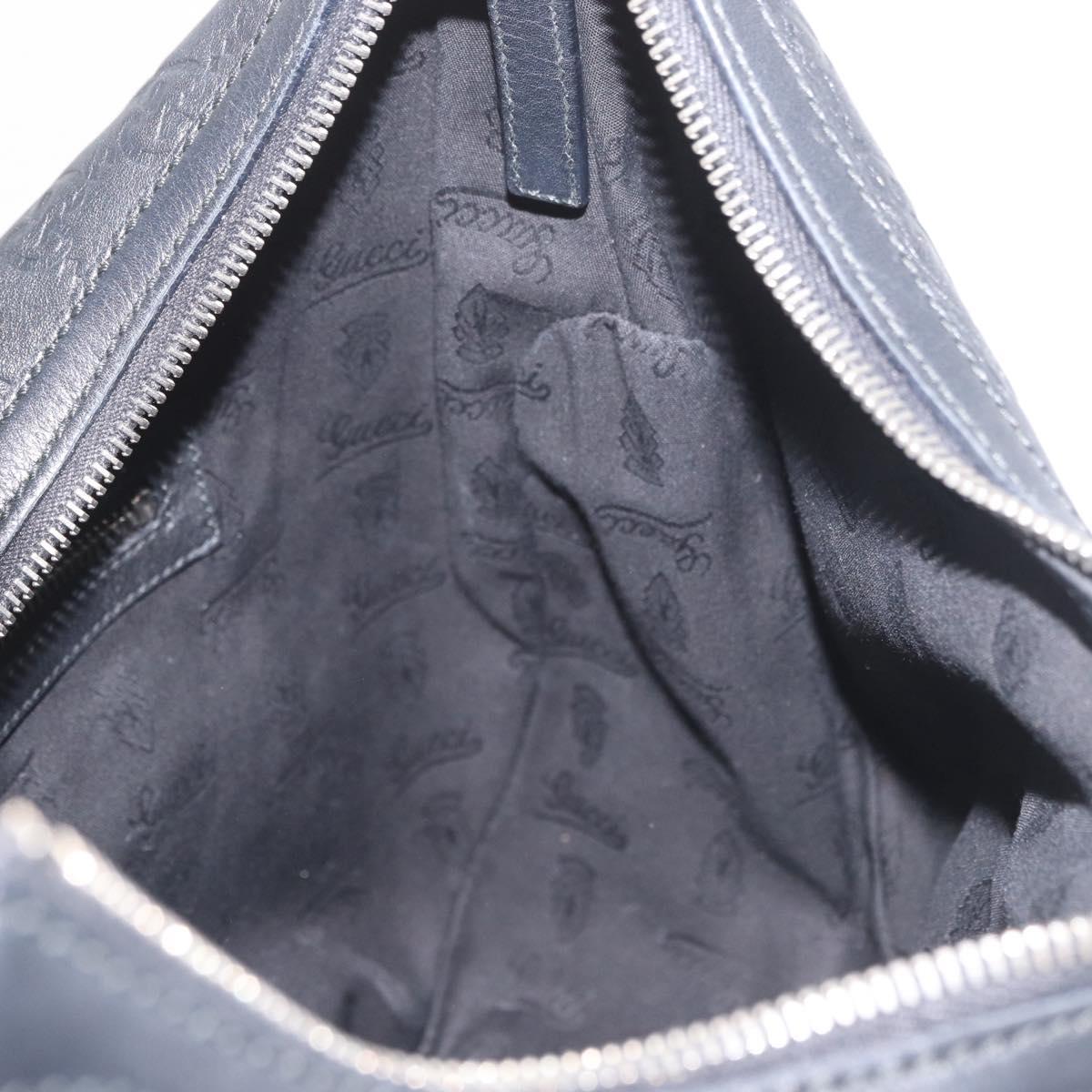 GUCCI GG Canvas Guccissima Shoulder Bag Leather Black Gold 232962 Auth 179381A