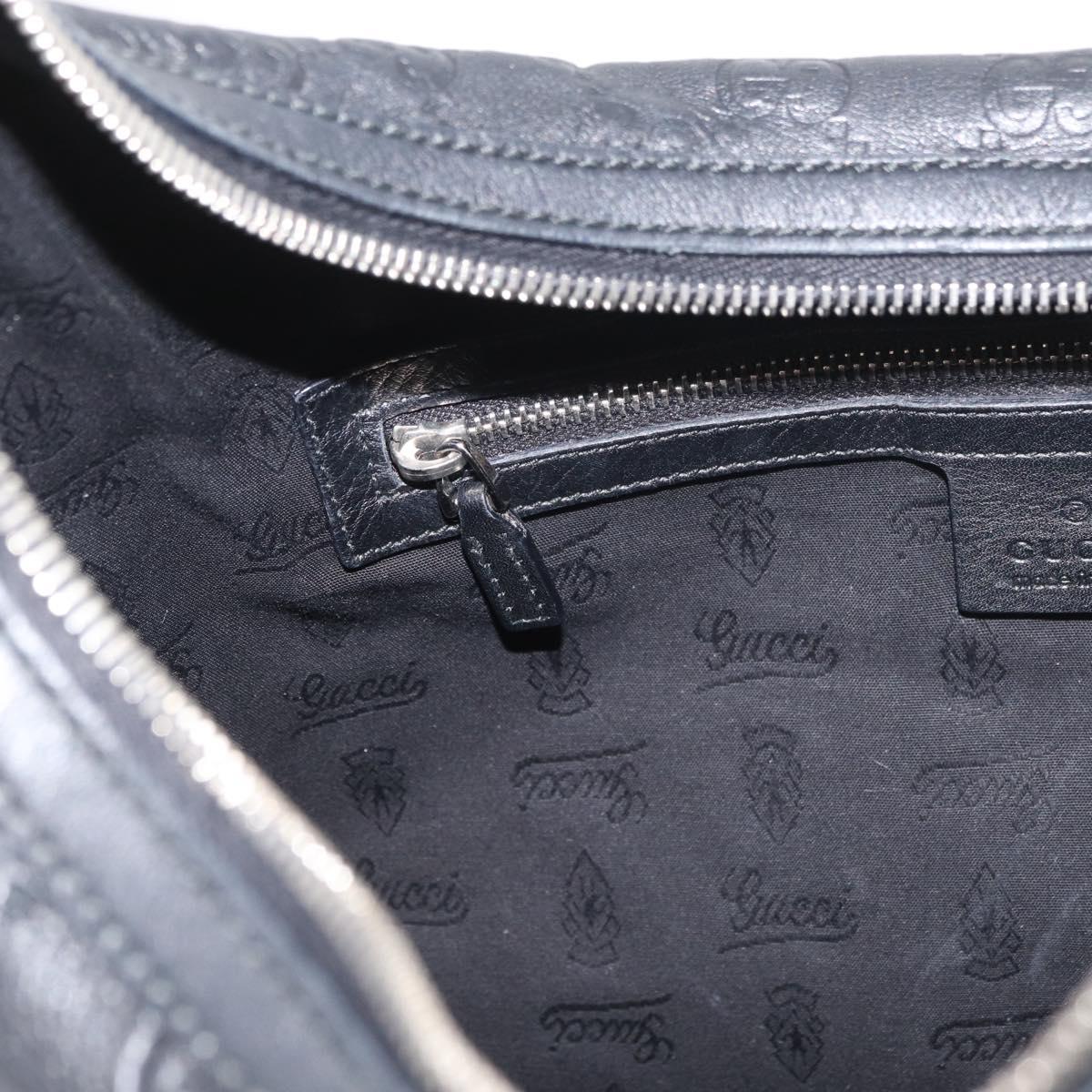 GUCCI GG Canvas Guccissima Shoulder Bag Leather Black Gold 232962 Auth 179381A