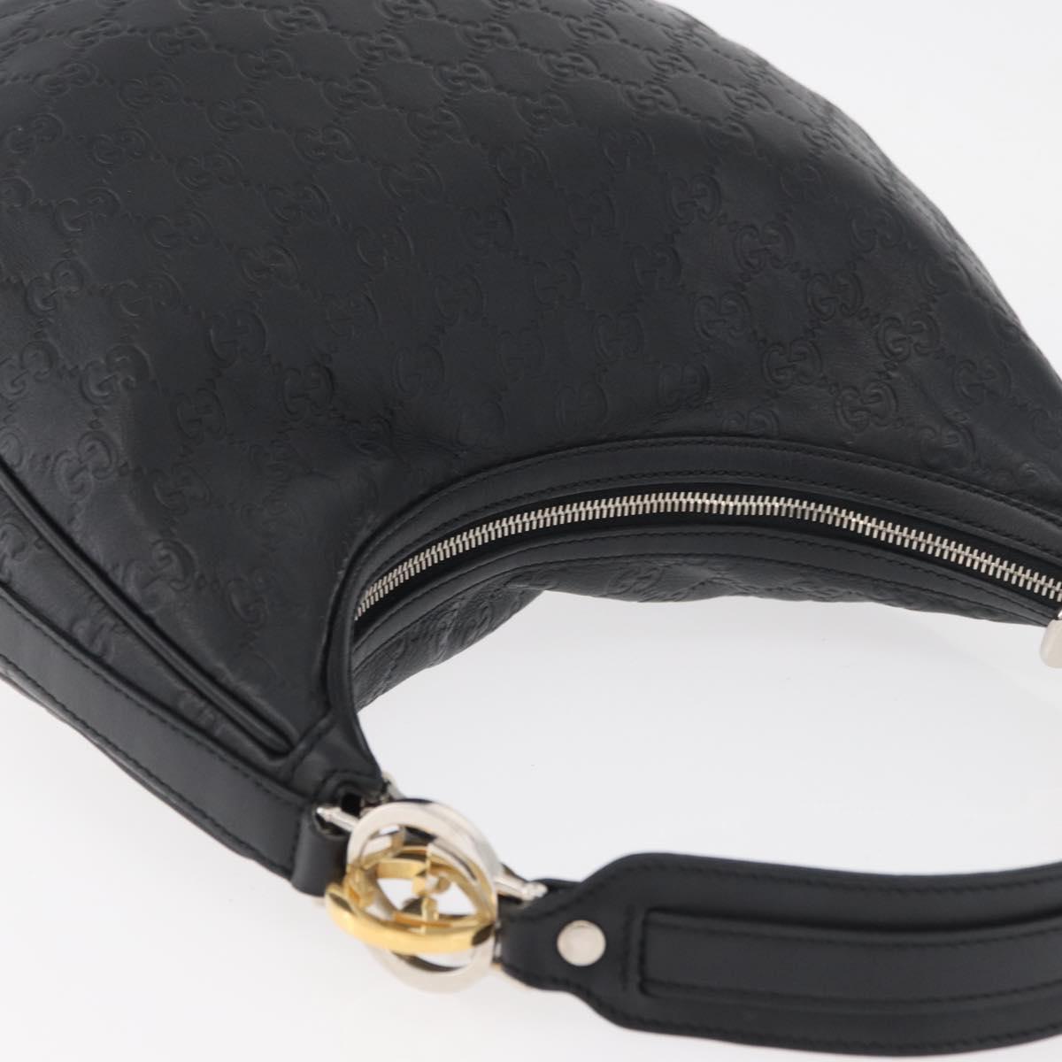 GUCCI GG Canvas Guccissima Shoulder Bag Leather Black Gold 232962 Auth 179381A