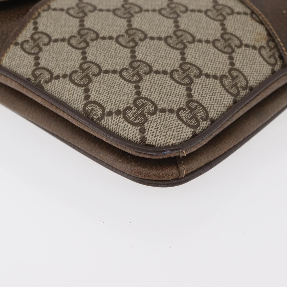 GUCCI GG Supreme Shoulder Bag PVC Beige Gold Auth 179384
