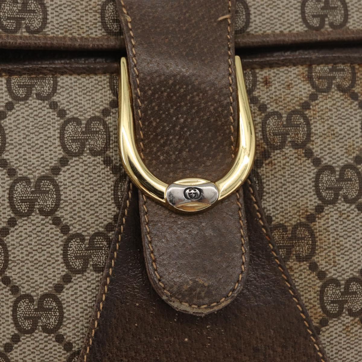 GUCCI GG Supreme Shoulder Bag PVC Beige Gold Auth 179384