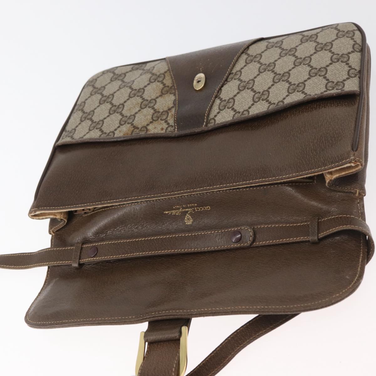 GUCCI GG Supreme Shoulder Bag PVC Beige Gold Auth 179384