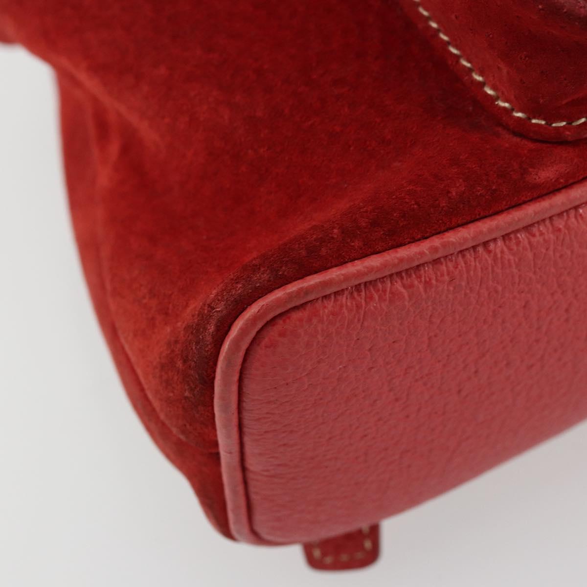 GUCCI Bamboo Backpack Suede Red Gold 003 1956 0030 Auth 179385
