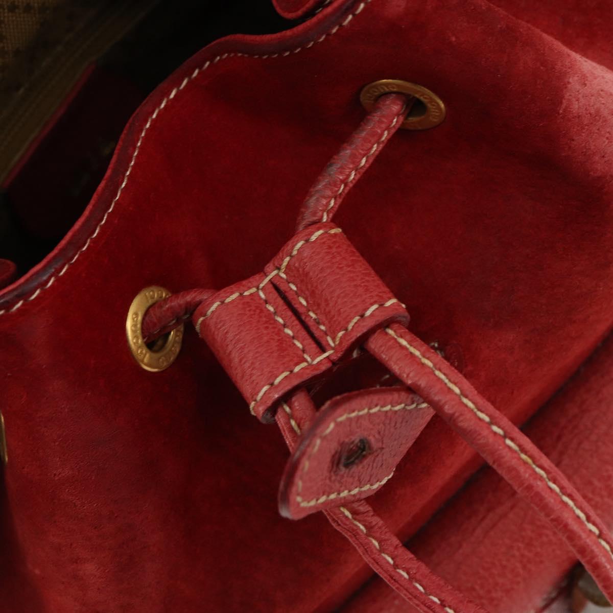 GUCCI Bamboo Backpack Suede Red Gold 003 1956 0030 Auth 179385