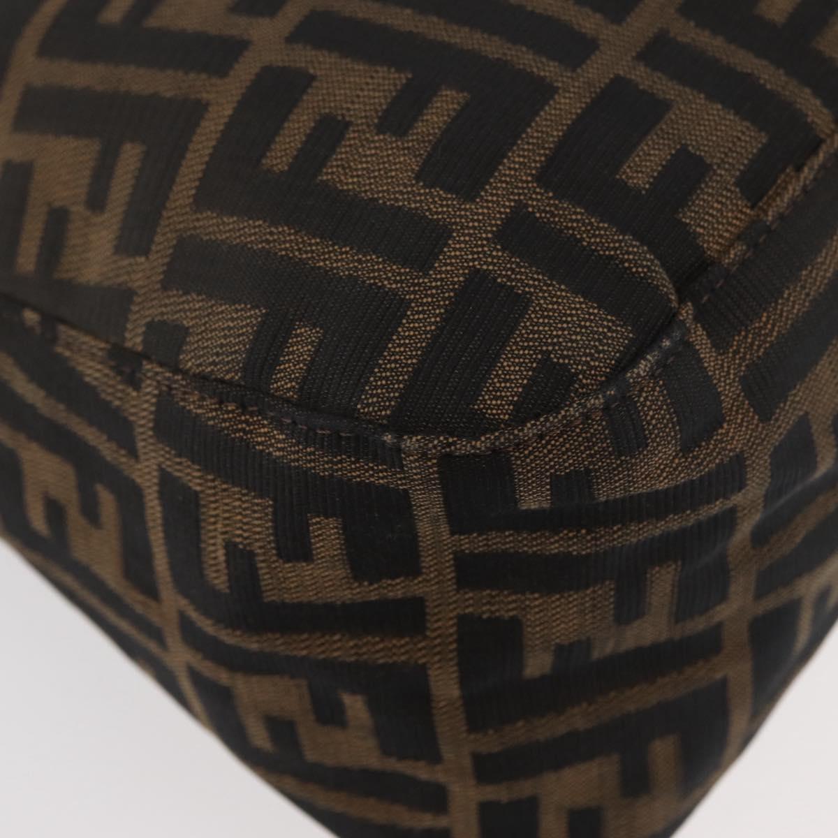 FENDI Zucca Canvas Mamma Baguette Shoulder Bag Black Brown Auth 179387V