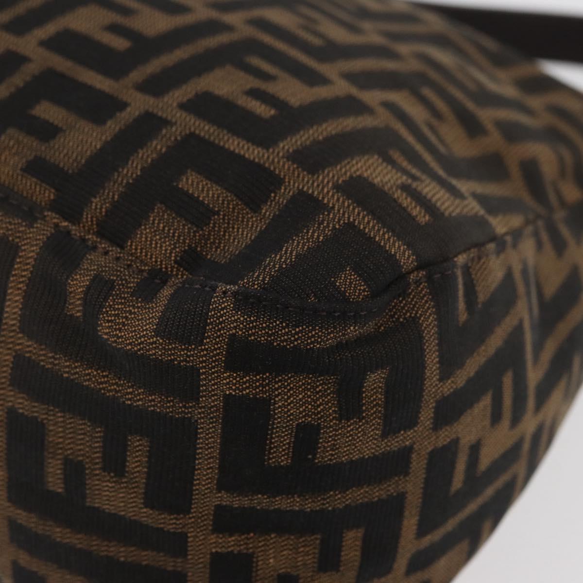 FENDI Zucca Canvas Mamma Baguette Shoulder Bag Black Brown Auth 179388SAV
