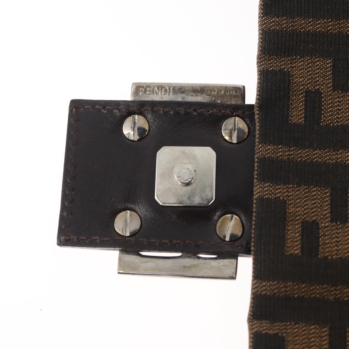 FENDI Zucca Canvas Mamma Baguette Shoulder Bag Black Brown Auth 179388SAV