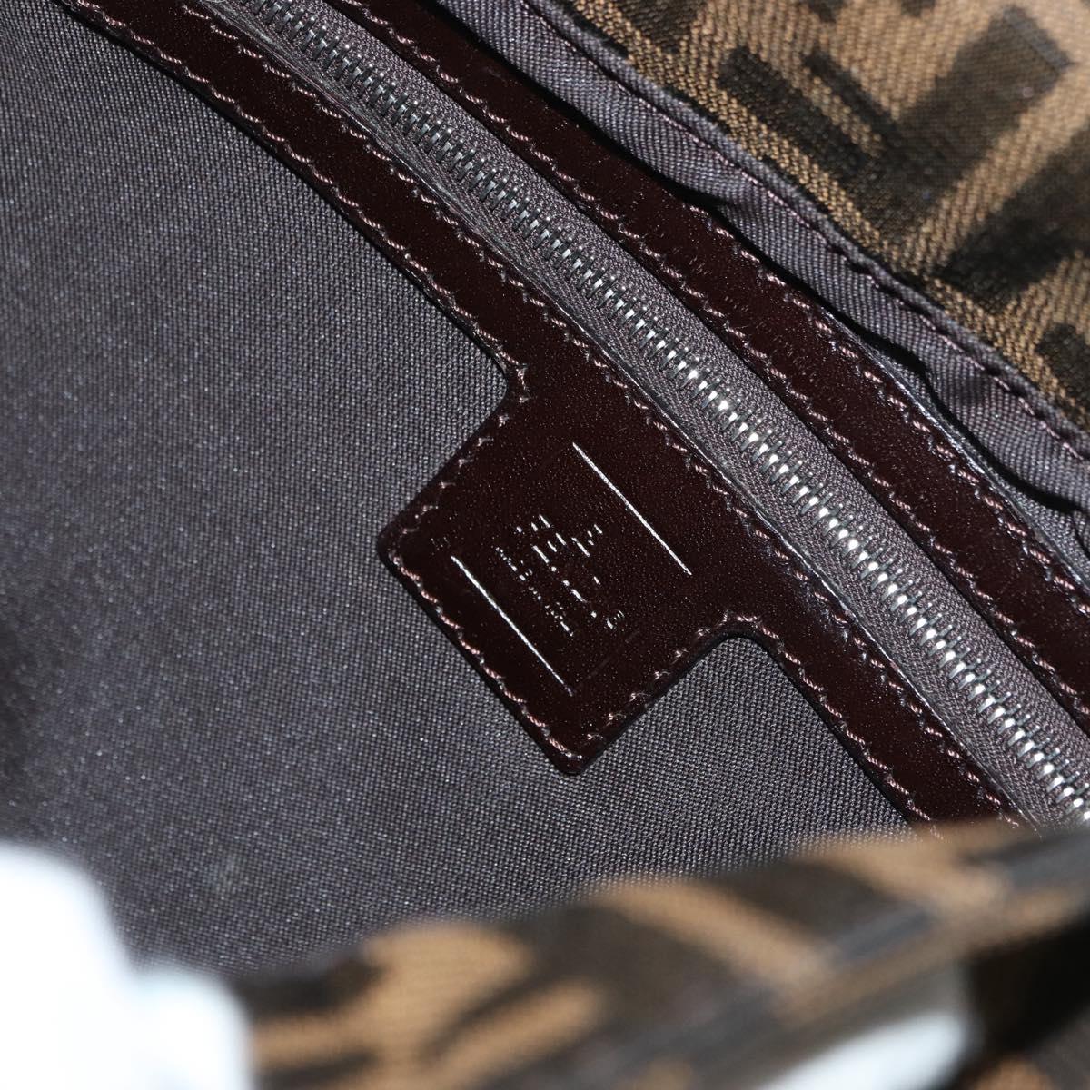 FENDI Zucca Canvas Mamma Baguette Shoulder Bag Black Brown Auth 179388SAV