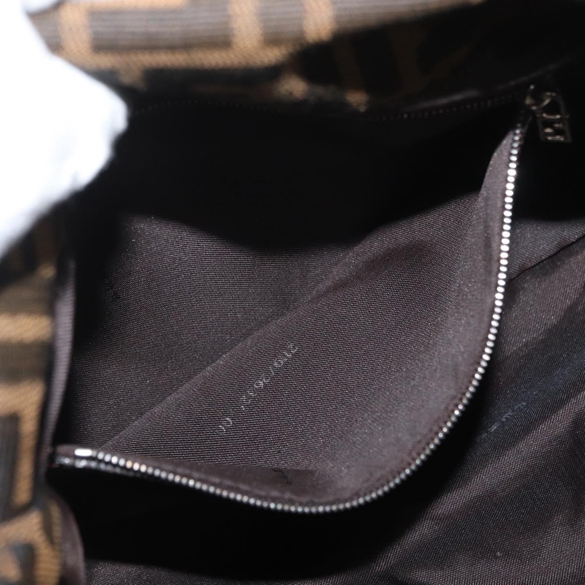 FENDI Zucca Canvas Mamma Baguette Shoulder Bag Black Brown Auth 179388SAV