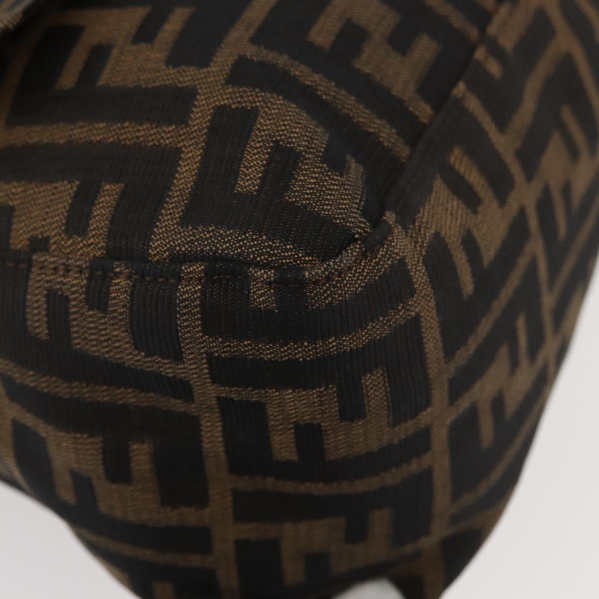 FENDI Zucca Canvas Mamma Baguette Shoulder Bag Black Brown Auth 179389V