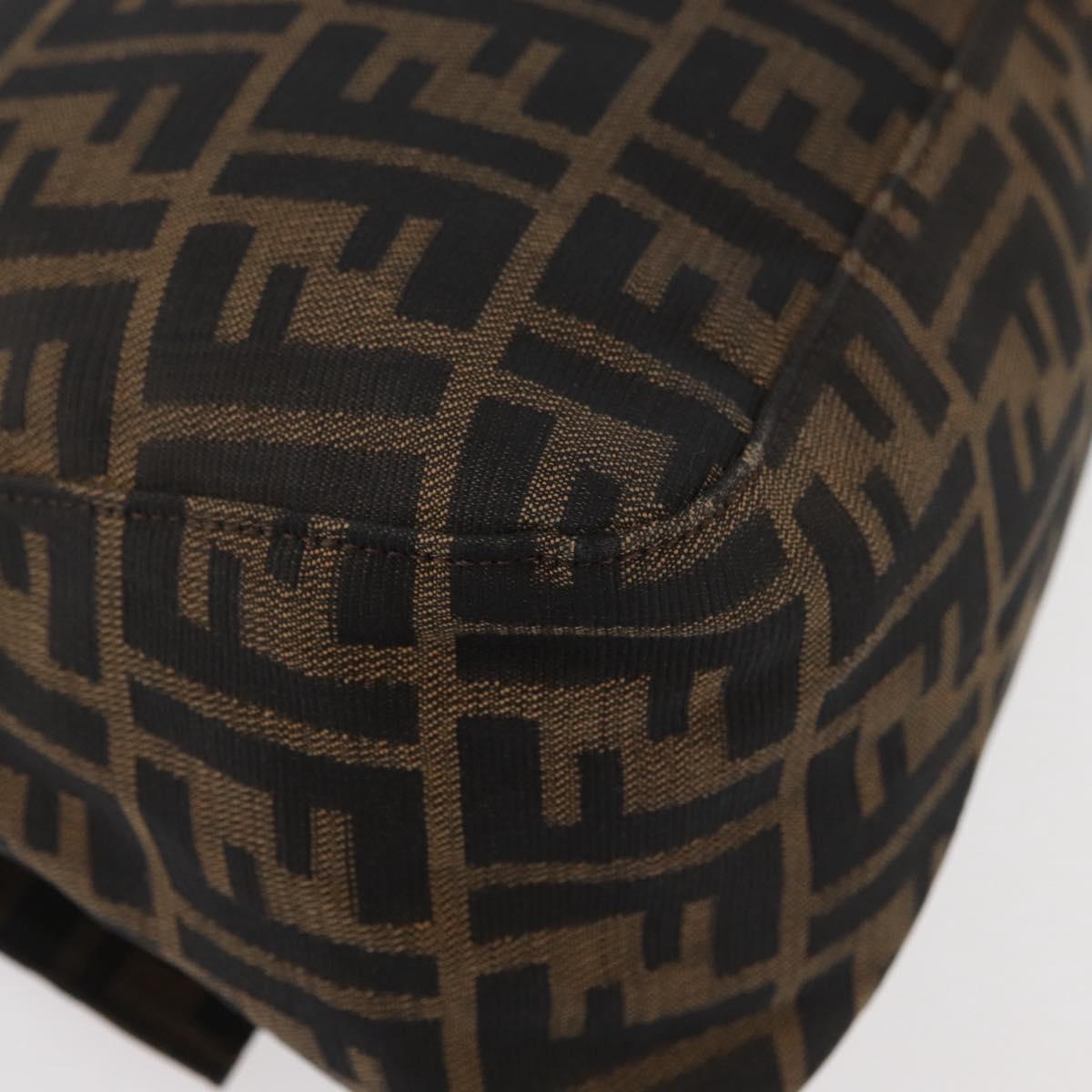 FENDI Zucca Canvas Mamma Baguette Shoulder Bag Black Brown Auth 179389V