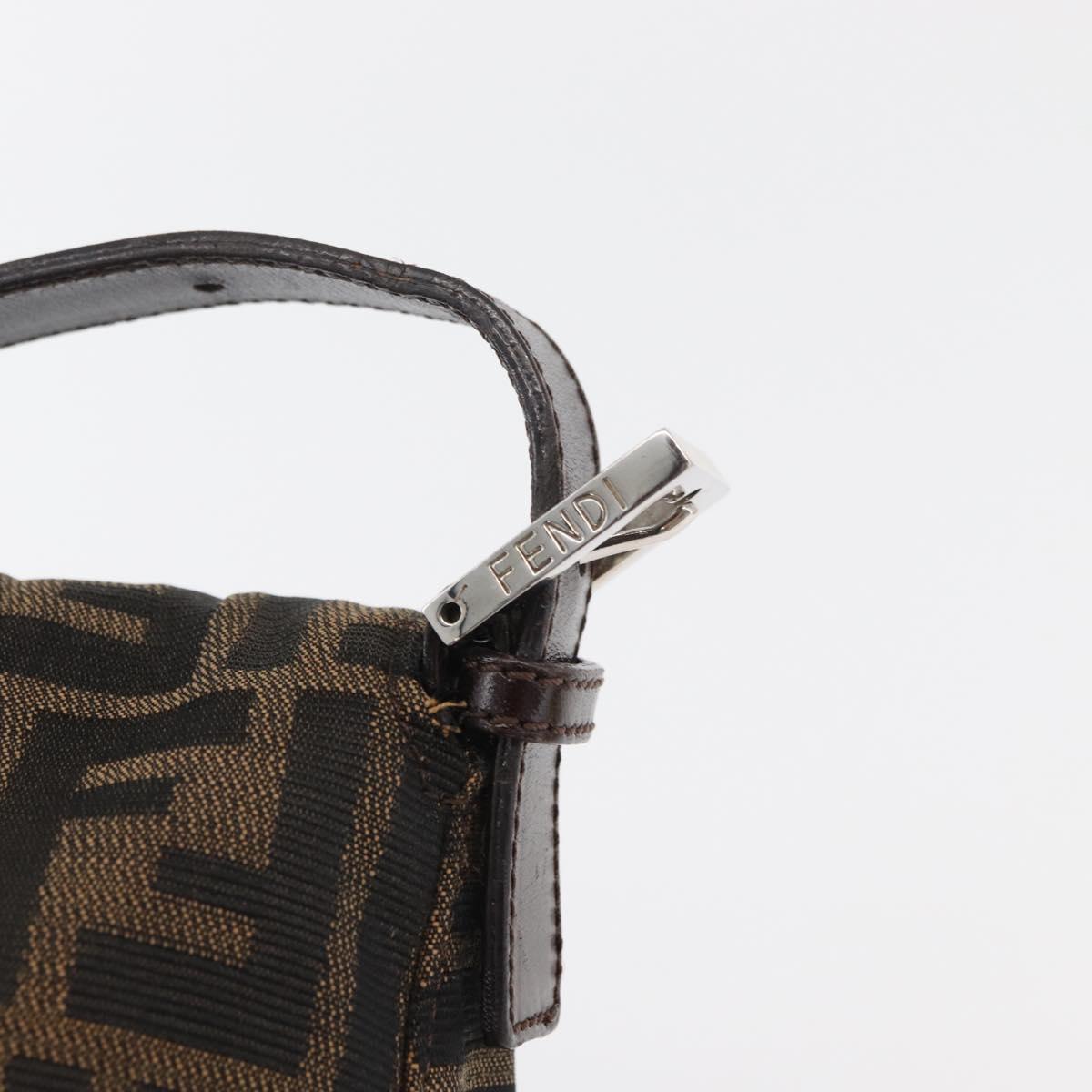 FENDI Zucca Canvas Mamma Baguette Shoulder Bag Black Brown Auth 179389V
