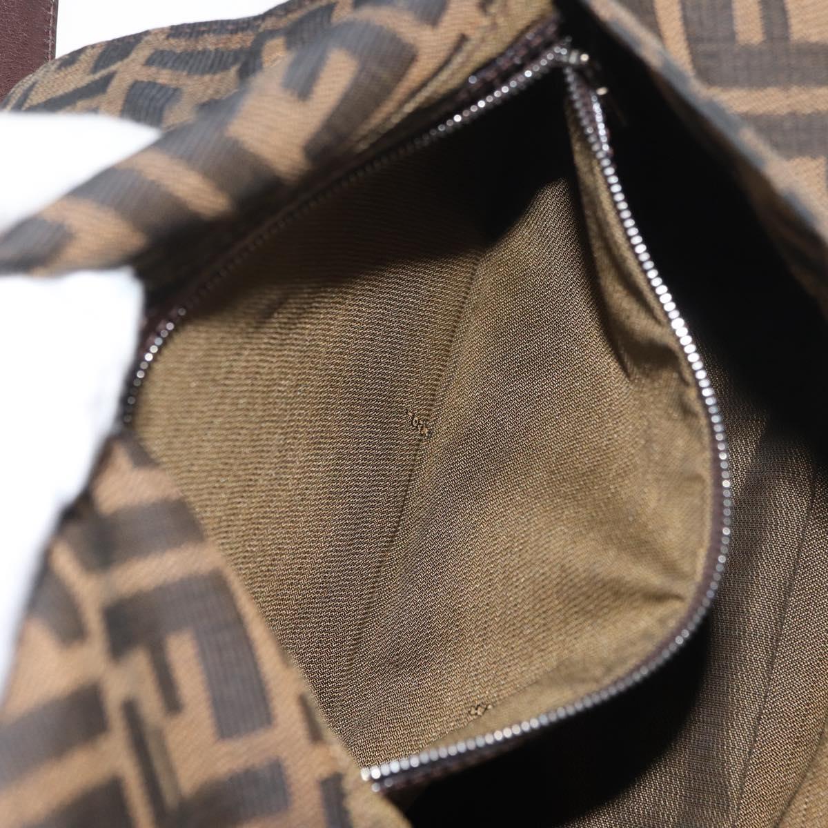 FENDI Zucca Canvas Mamma Baguette Shoulder Bag Black Brown Auth 179389V