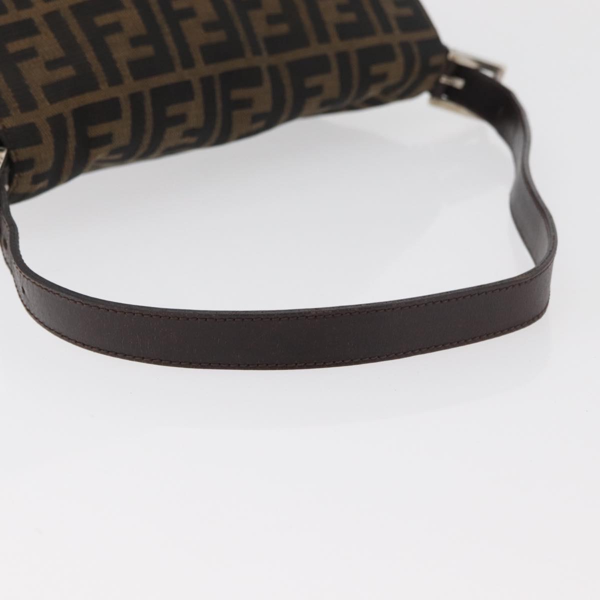 FENDI Zucca Canvas Mamma Baguette Shoulder Bag Black Brown Auth 179389V