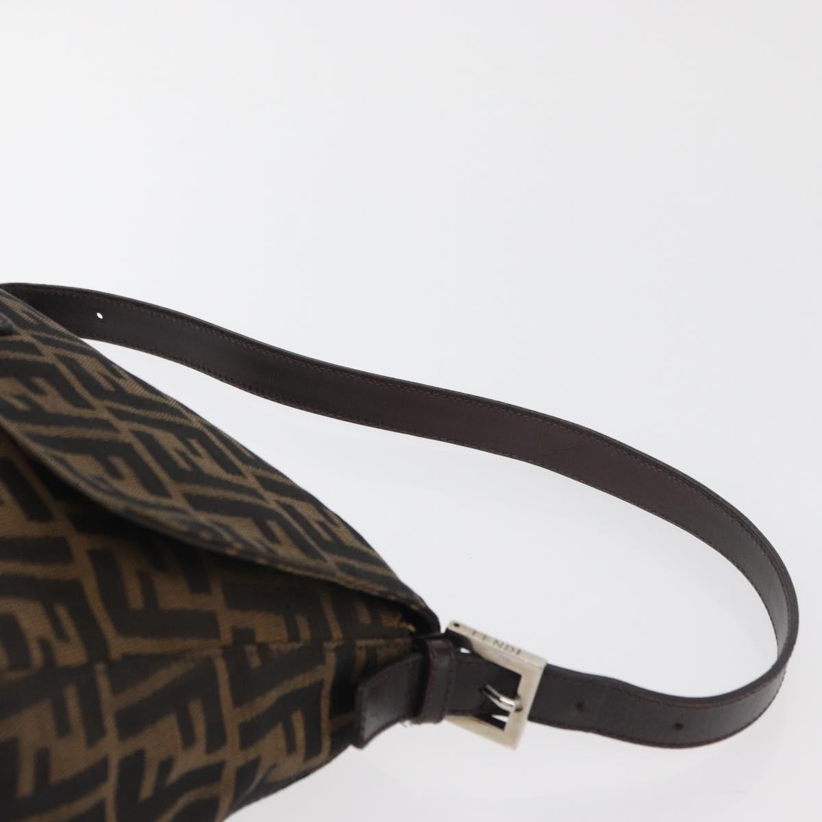 FENDI Zucca Canvas Mamma Baguette Shoulder Bag Black Brown Auth 179389V