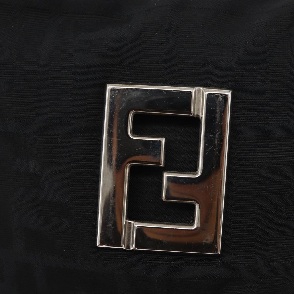 FENDI Zucca Canvas Tote Bag Black Silver Auth 179392
