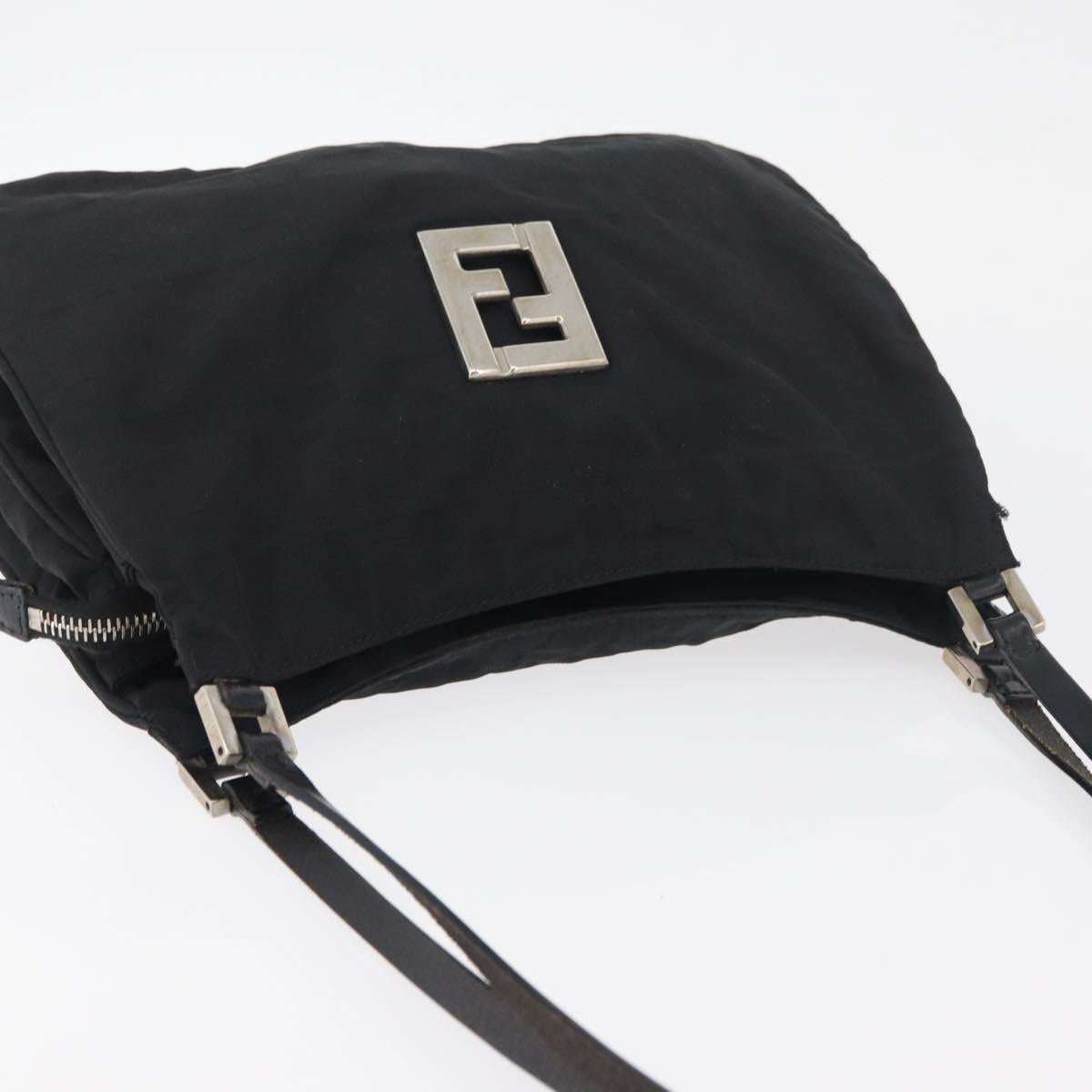 FENDI Zucca Canvas Tote Bag Black Silver Auth 179392