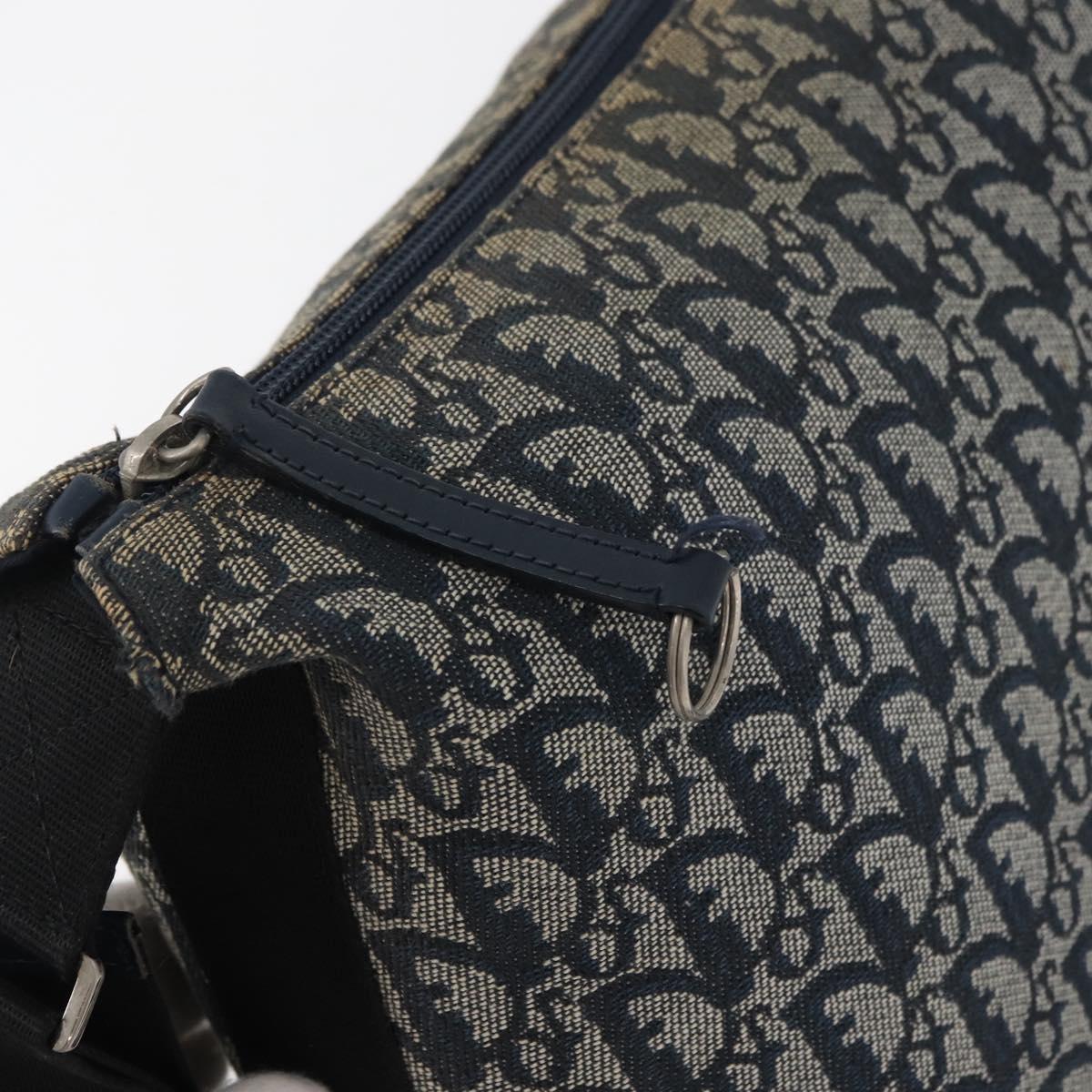 Christian Dior Trotter Canvas Shoulder Bag Navy Silver Auth 179394A