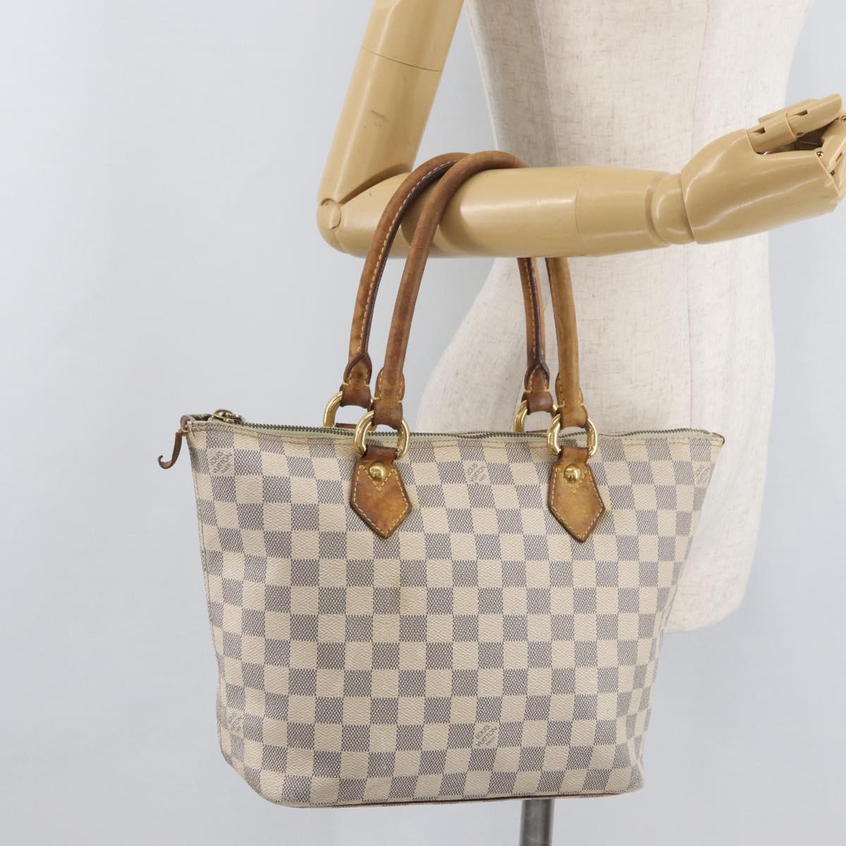 LOUIS VUITTON Damier Azur Saleya PM Tote Bag N51186 LV Auth 179397