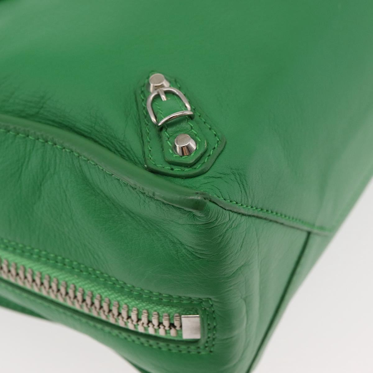 BALENCIAGA The Paper Tote Bag Leather 2way Green Silver 370926 Auth 179403A