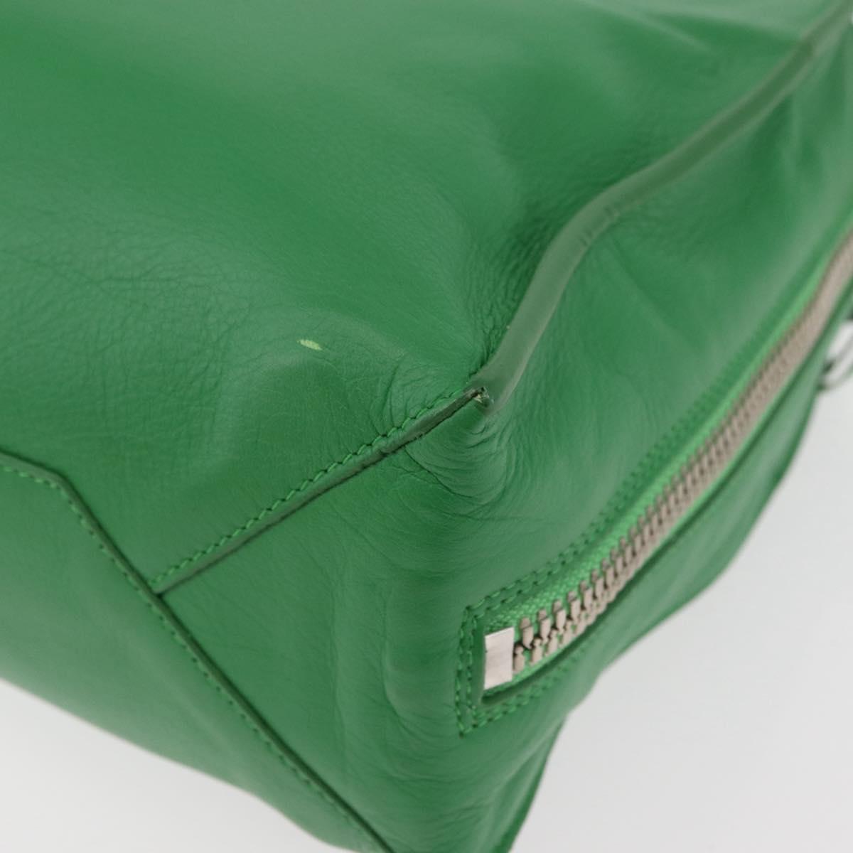 BALENCIAGA The Paper Tote Bag Leather 2way Green Silver 370926 Auth 179403A