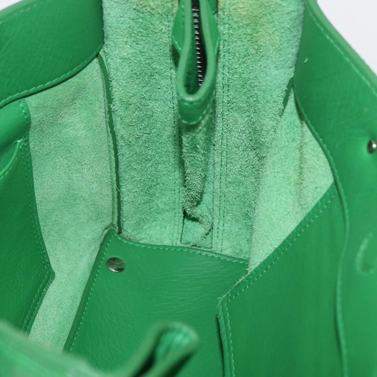 BALENCIAGA The Paper Tote Bag Leather 2way Green Silver 370926 Auth 179403A