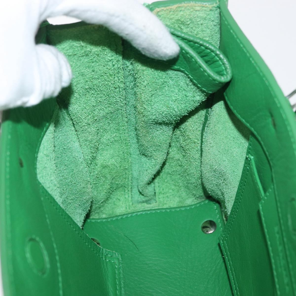 BALENCIAGA The Paper Tote Bag Leather 2way Green Silver 370926 Auth 179403A