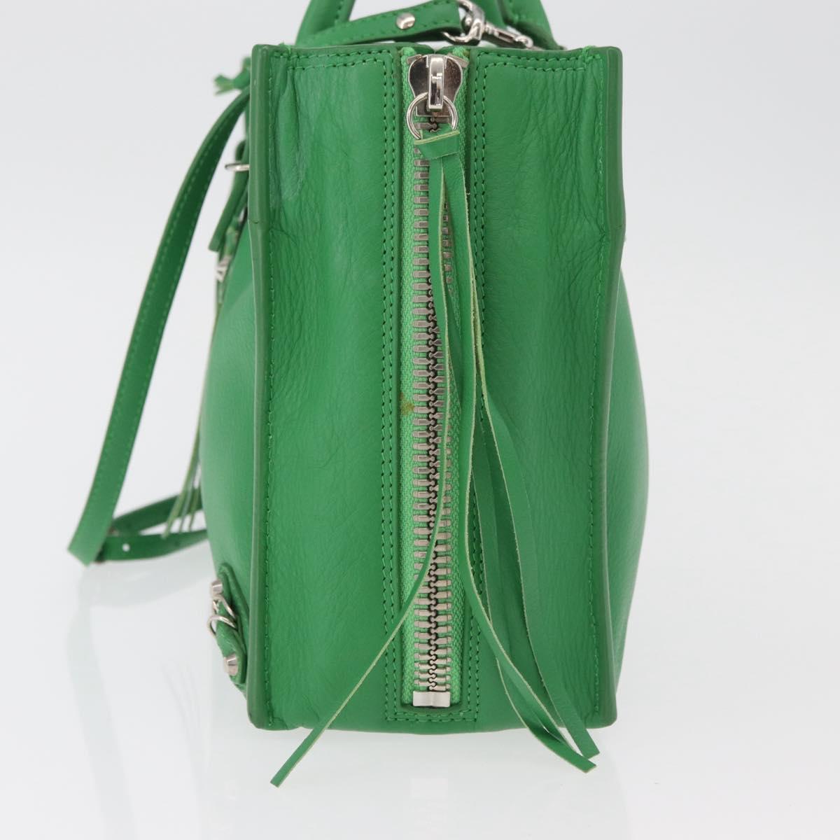 BALENCIAGA The Paper Tote Bag Leather 2way Green Silver 370926 Auth 179403A